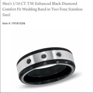 Stainless steel and black diamond ring size 7
